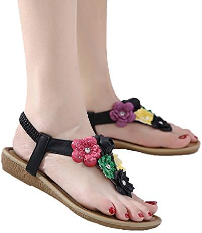 WILLTOO❤️❤️ Boho Women's Sandals, Bohemian Flowers Flats Comfortable Beach Shoes