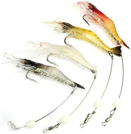 nawaish Artificial Silicone Soft Bait Set, Luminous Shrimp Fishing Lure with Hook Fishing Tackle, Freshwater/Saltwater