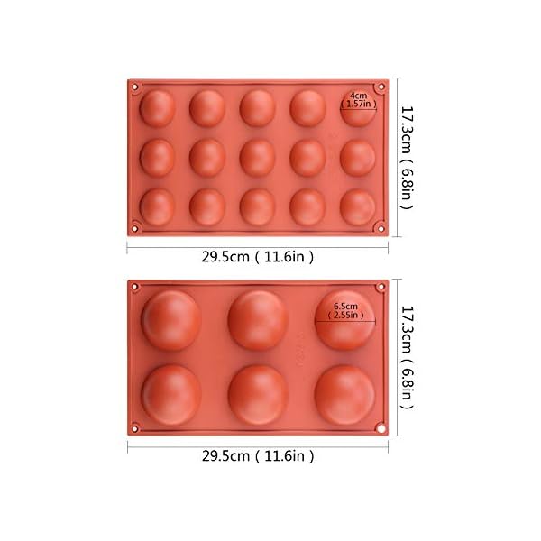 2 Pieces Baking Mold, Semicircle Silicone Mold 6 Holes Semicircle 15 Holes Semicircle Cake Moulds Dome Bakeware Set for…