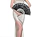 Metable Folding Fan Handmade Cotton Lace Embroidered with Bamboo Frame Women Hand Held Fans for Cosplay Dancing Props Wedding Gift(Black)