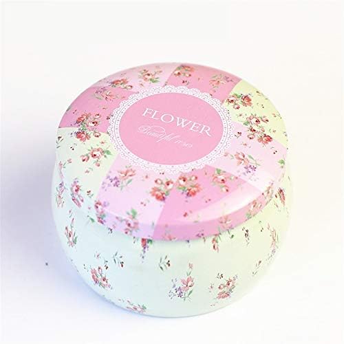 YOIL Stylish Beautiful Tinplate Decoration Drum-shaped Small Fresh Flower Tea Tinplate Candle Jar (Flower)