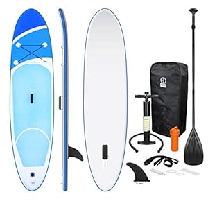 ECD Germany Tabla Hinchable Paddle Surf/Sup – Stand up Paddle Board – 308 x 76 x 10 cm – Azul -PVC- Varios Modelos – Incluye Bomba, Mochila, Aleta Desprendible, Kit de Reparación, Remo Ajustable