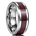 King Will NATURE 8mm Real Wood Tungsten Carbide Ring High Polished Wedding Band Comfort Fit(7.5)