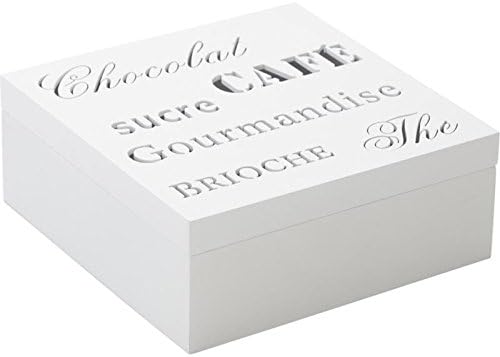 Caja organizadora 4 compartimentos de madera blanco 18 x 18 x 7 cm: Amazon.es: Hogar