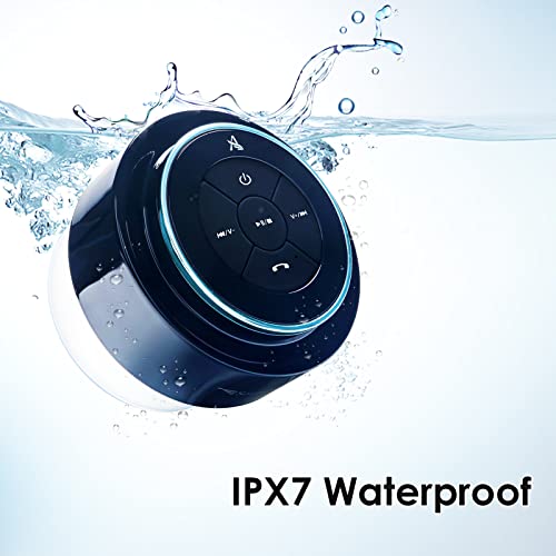XLeader, Upgraded, Pro Shower Speaker, Certified IPX7 Waterproof Bluetooth Speaker with Suction Cup, Hook Clip, Built-in Mic, Crystal Sound&Rich Bass, up to 12H Playtime, Ideal Gifts - SoundAngel Mate