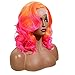 Wiginway Orange Pink Synthetic Lace Front Wig With Side Parting 14 Inch Drag Queen Wavy Wig Ombre Short Bob Wigs For Black Women