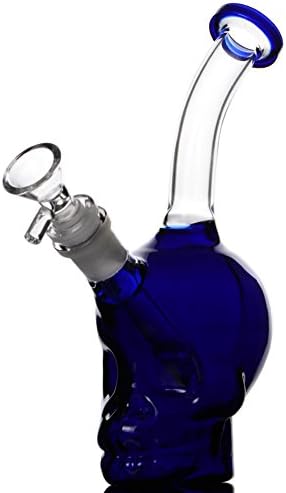 Gblog Colorful Skull Design Handmade Glass 14mm Joint(Clear+Blue)