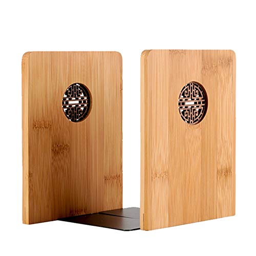 MAGO Retro Chinese Style Nature Beech Wood Book Book Ends for Shelf Home Office Library Decoration Log Color (Square),1210.516cm