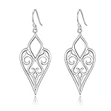 Highly Polished Sterling Silver Filigree Cuckoo Design Dangle Drop Earrings