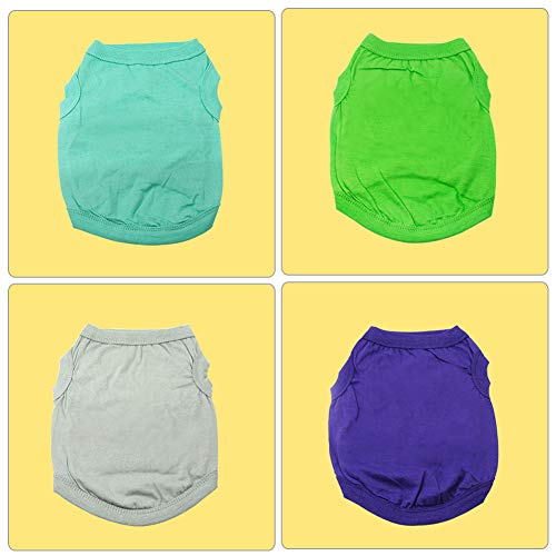 YAODHAOD Solid Color Dog T-Shirts Clothes, Cotton Shirts Soft and Breathable, Dog Shirts Apparel Fit for Small Extra Small Medium Dog Cat 4pcs (L)
