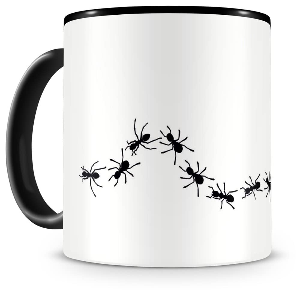 Samunshi® Ameisenstrasse Anmeisen Coffee Mug Height 95 mm/D 82 mm Black