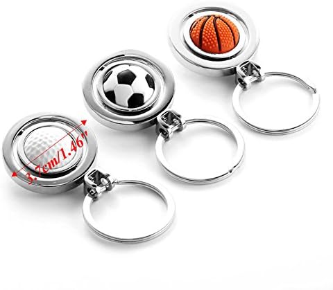 Tairacy 3D Sports Rotating Ball Keychain Golf Football Basketball Men Keyring (Football)