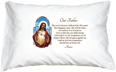 Sacred Heart of Jesus with The Our Father Prayer Catholic Pillow Case Gifts