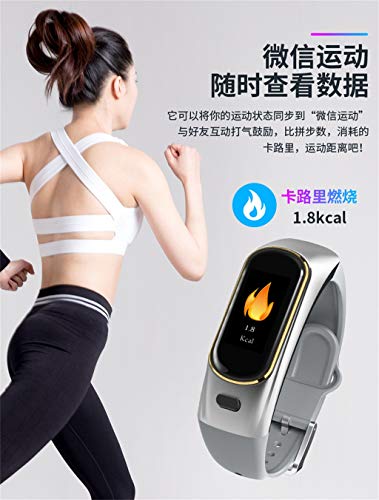 AutumnFall Smart Watch Bluetooth Wireless Earphone Blood Pressure Heart Rate Monitor Call Reminder Multiple Sports Modes (Silver) - Thumbnail 6