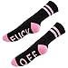 Matoen Women's Men's Fuck Off Letter Print Funny Cotton Sports Crew Socks, Sports Socks Pink