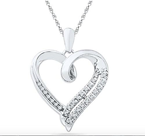 Sterling Silver Round Diamond in Heart Pendant Beautiful Fashion Neckless for her as an excellent gift