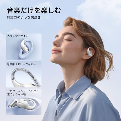 UGREEN FitBuds Audífonos Inalámbricos Oído Abierto con Ganchos Bluetooth 6.0,30H de Batería,Open-Ear Reducción de Ruido con IA 4 Micrófonos, IPX5 Resistencia al Sudor,Control App, Blanco