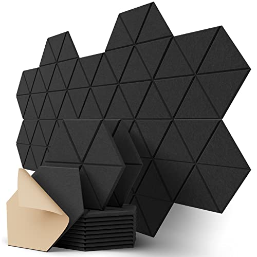 BEEQUIET 24 Pack Self-adhesive Sound Proof Foam Panels 2' X 12' X 12' - Fast Expand Acoustic Panels, Pyramid Design Soundproof Wall Pane（並行輸入品） BEEQUIET 24 Pack Sound Proof Foam Panels for Walls with Self