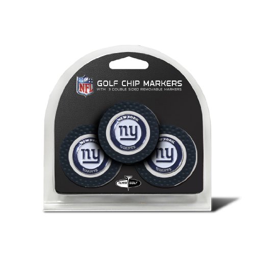 Set of 3 New York Giants Poker Chips with removable Golf Ball Markers