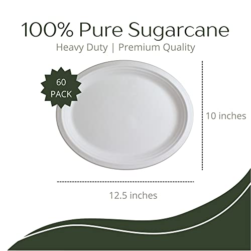 FAMASTON 12.5 inches Paper Plates [60 pack] Large White Oval Paper