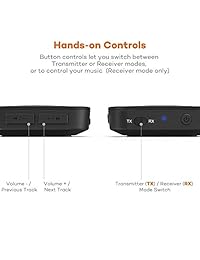 TaoTronics Transmisor receptor Bluetooth 4.2, adaptador de audio inalámbrico de 3.5 mm (aptX de baja latencia, par 2 a la vez, para sistema de sonido de TV automóvil, control de volumen)