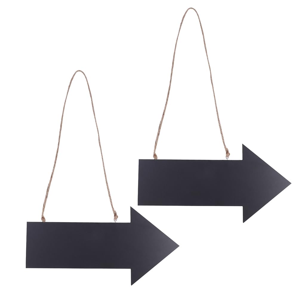 NUOBESTY Wooden Hanging Chalkboard Sign 11.42X5.91 Inch Rustic Arrow Message Board with Twine for Home Decor and Housewarming