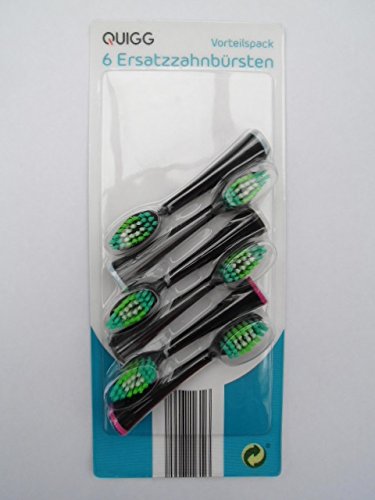 6 Aufsteckbürsten / Ersatzzahnbürsten QUIGG für elektrische Zahnbürste Ersatzzahnbürsten QUIGG GT-TBHs-02 / GT-TBs-01 /GT-TBs
