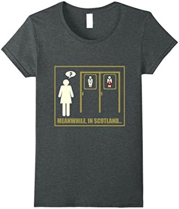 Womens Funny Scottish Kilt T-Shirt - Meanwhile In Scotland XL Dark Heather