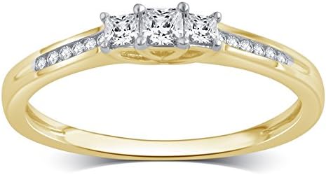 1/4 Cttw Princess Cut Diamond Three Stone Ring in 10K Yellow Gold