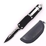 OTF Double Action Out The Front Safety Knife Assisted Tactical Combat Knife (Partial Serrated)