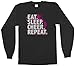 Threadrock Big Girls' Eat Sleep Cheer Repeat Youth Long Sleeve T-Shirt L Black