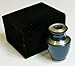 Funeral Urn by Liliane - Keepsake Cremation Urn for Human Ashes - Hand Made in Brass - Fits a Small Amount of Cremated Remains of Adults as Well as the ashes of dogs, cats or other pets - Display Keepsake Burial Urn at Home or Office (Ocean Blue Model)