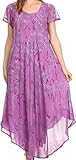 Sakkas 16800 - Sayli Long Tie Dye Cap Sleeve Embroidered Wide Neck Caftan Dress/Cover up - Purple - OS