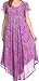 Sakkas 16800 - Sayli Long Tie Dye Cap Sleeve Embroidered Wide Neck Caftan Dress / Cover Up - Purple - OS