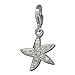 SilberDream Charm starfish white zirconia 925 Sterling Silver Pendant Lobster Clasp FC730W
