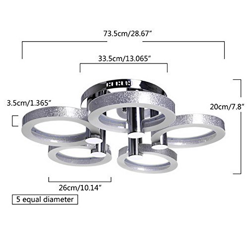 Benlet Modern Style LED Acrylic Chandeliers Ceiling Light Lamp Living Room, Hallway Pendant Lamp with 5 Lights, Cool White Light(US Stock)