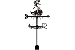 SUPERDANT Mrs Duck Weather Vane Animals Wind Vanes for Yard Metal Weathervane Roof Mount for Gardens Outside Black Weathervan
