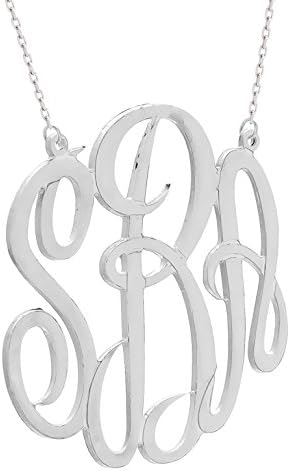 Personalized Sterling Silver 1 1/4 Inch Monogram Necklace (Made in USA)