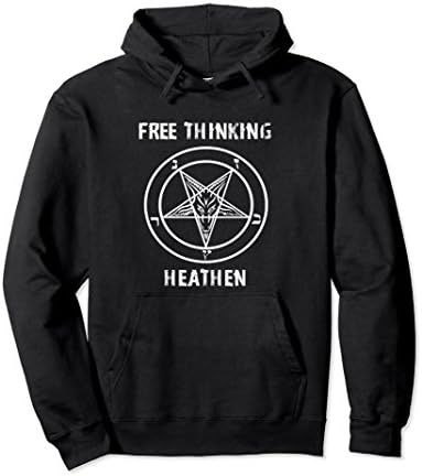 Unisex Baphomet Satanic Hoodie | "Heathen"| Gothic Atheist Clothing Large Black