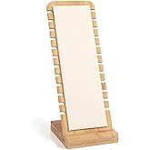 TANG SONG Natural Color Bamboo Leather Soft Mat Multiple Necklace Display Stand Necklace Bracelets Chains Organizer Holder for Home (White)