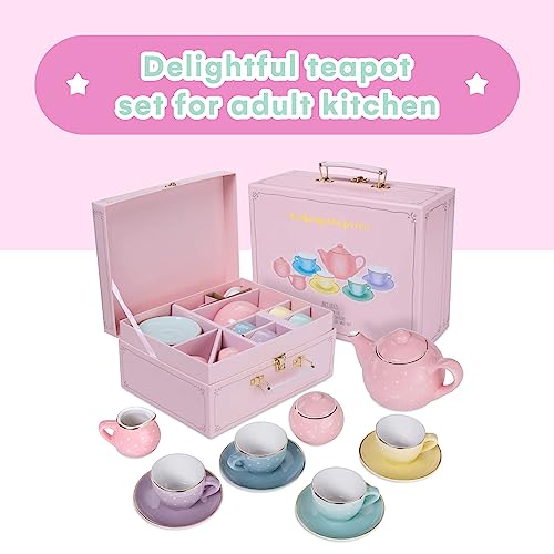 Jewelkeeper Tea Set for Little Girls 13 pcs Porcelain Tea Set for Kids