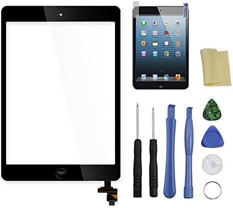 White Touch Screen Digitizer Complete Assembly Replacement for iPad Mini 1 2 with IC Chip & Home Button and SlyPry Opening Toolkits
