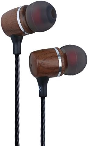 GearBizz Pure Music Ebony Wood Stereo Earbuds In Ear Headphones Headsets Full-range Balance Earphones (214)
