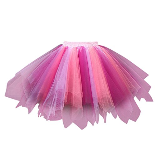 Paymenow Clearance Tutu Dancing Skirt, Little Girls Women colorful Rainbow Elastic Waist Layers Tulle Bubble Skirt (E, Free Size)