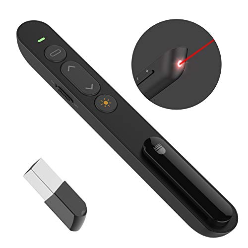 Wireless Presenter with Red Laser Pointer, Presentation Remote Presentation Clicker, Laser Pointer 2.4GHz USB Powerpoint PPT Clicker Flip Pen for Office Teacher,Support Hyperlink (Black) - Thumbnail 7