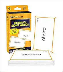 Carson Dellosa Bilingual Sight Words Flash Cards―Grades K-2, 100+ Sight Words in English and Spanish, Double-Sided Cards, Reading Readiness Skills for Ages 5+ (54 pc)