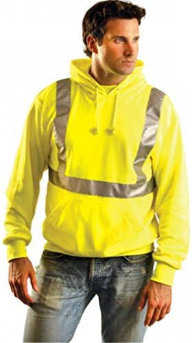 SafeTee Wear High Visibility Hoodie Sweatshirt with Reflective Safety Stripes (Large, Pullover)