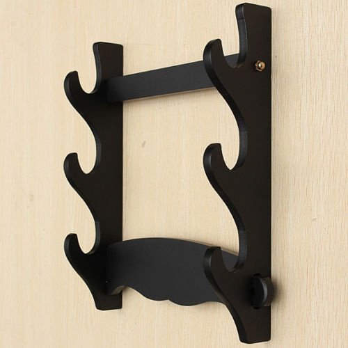 image for HYLong 3 Tier Wall Mount Samurai Sword Katana Holder Stand Hanger Brac