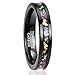 Vakki 4mm 8mm Black Tungsten Rings Inlaid with Crushed Created Opal Wedding Engagement Band for Men Comfort Fit Size 4-12
