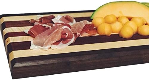 Wood Cutting Board – Maple and Walnut Large 18 x 12 x 1 – Reversible, Handcrafted Carving Board Serving Platter, Dual Purpose Use for Chopping, Serving, Cheese, Charcuterie and Appetizers